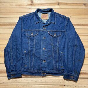 Vintage 90s Levis Type III Dark Wash Blue Denim Trucker Jacket 70516 0216 - XL